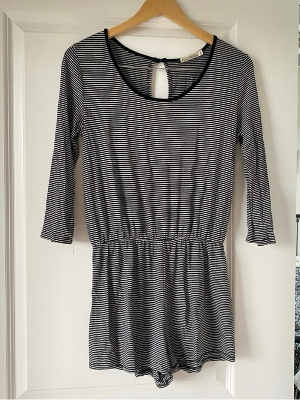 Target Black and White Striped Long Sleeve Romper